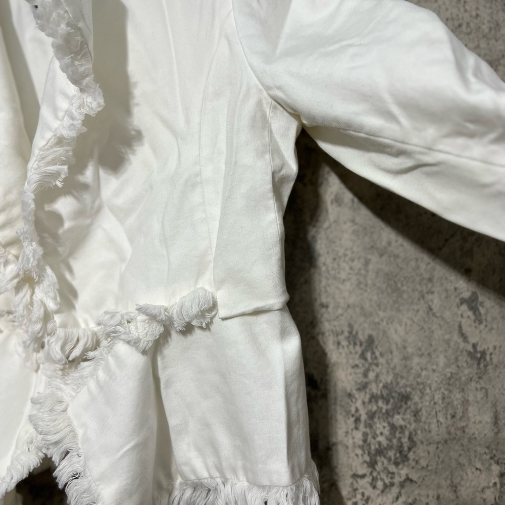 White blazer boho trim casual jacket - Picture 6 of 9